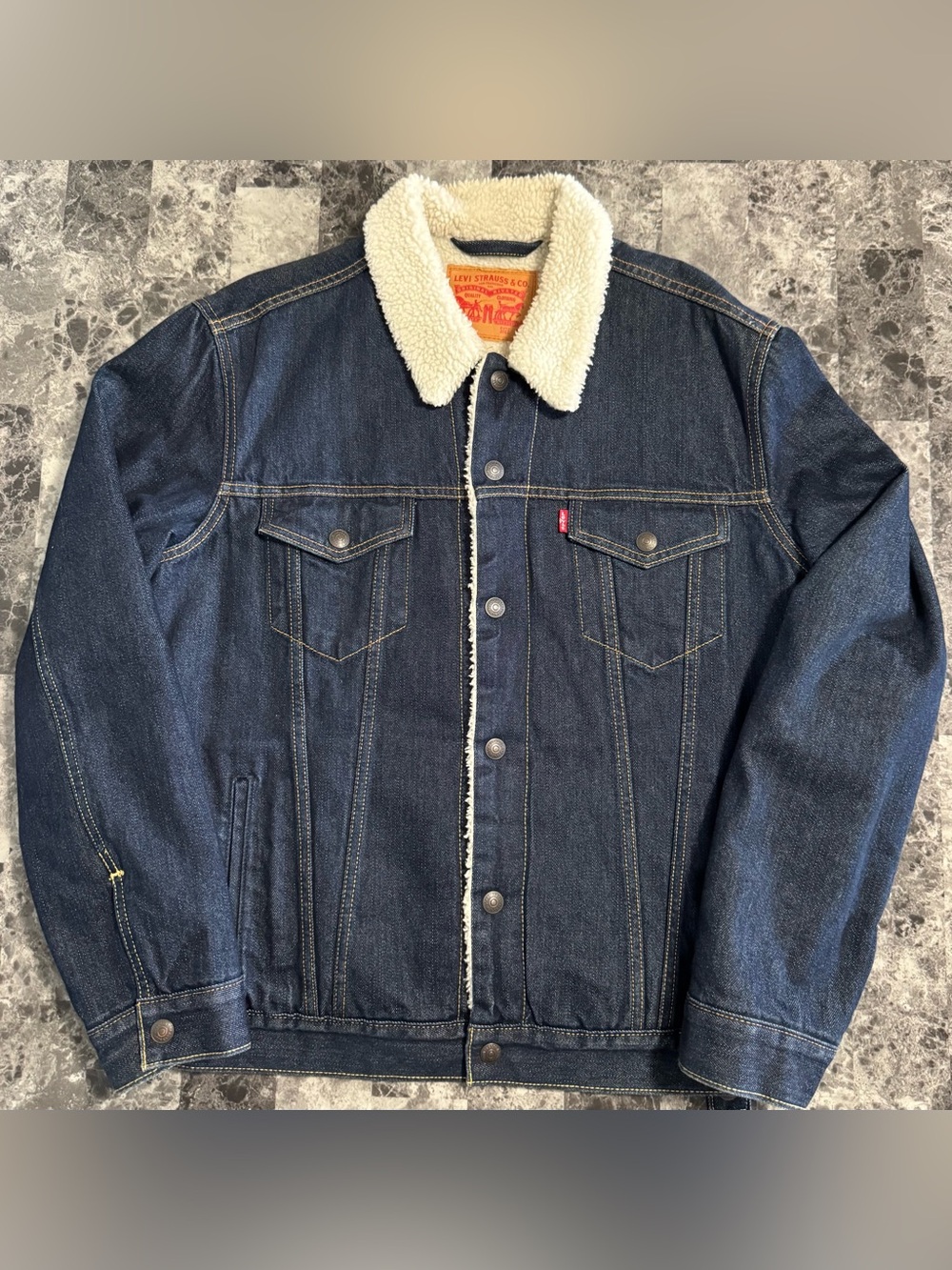 Levi's Dark Blue Denim Sherpa Collar Jacket